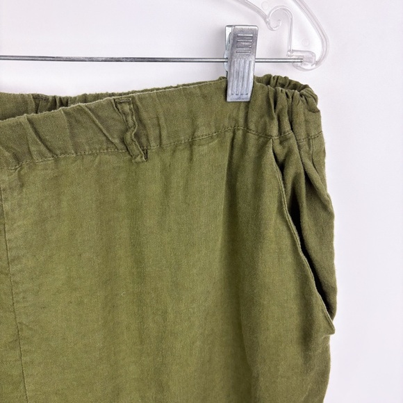Quince 100% Linen European Linen Pants Martini Olive Green Large Straight Ankle - Picture 4 of 7